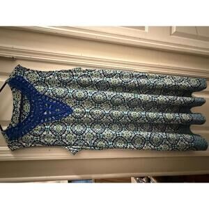 Stylish Kim Rogers Curvy 2X Dress - Blue Floral Pattern